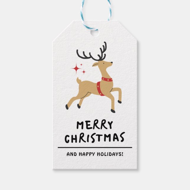 Schwarz und Weiß Minimalistisch frohe Weihnachten Geschenkanhänger (Vorderseite)