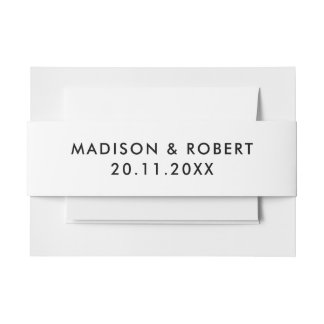 Schwarz und Weiß Minimalistisch Moderne Hochzeit Einladungsbanderole