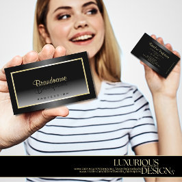 Schwarz und Weiß mit Champagner-Rahmen-Chic Visitenkarte