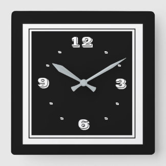 Schwarz und Weiß mit Foto Edge Simplistic Clocks Quadratische Wanduhr