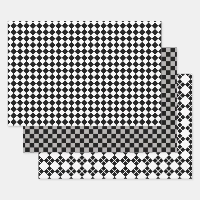 Schwarz und Weiß mit Grau Geschenkpapier Set (Set)