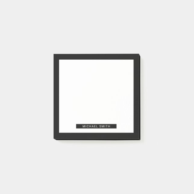 Schwarz und Weiß mit Individuelle Name Post-it Klebezettel (Vorderseite)