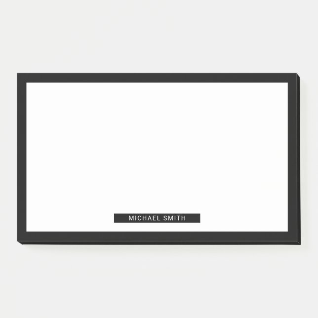 Schwarz und Weiß mit Individuelle Name Post-it Klebezettel (Vorderseite)