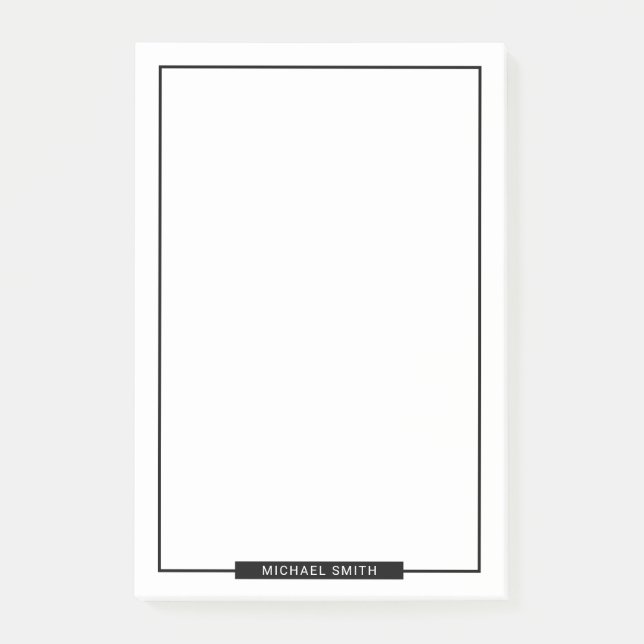 Schwarz und Weiß mit Individuelle Name Post-it Klebezettel (Vorderseite)