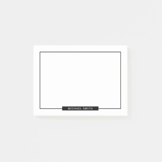 Schwarz und Weiß mit Individuelle Name Post-it Klebezettel (Vorderseite)