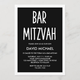 Schwarz und Weiß| Modern Typografie Bar Mitzvah Einladung
