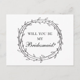 Schwarz und Weiß modern werden Sie meine Brautjung Postkarte