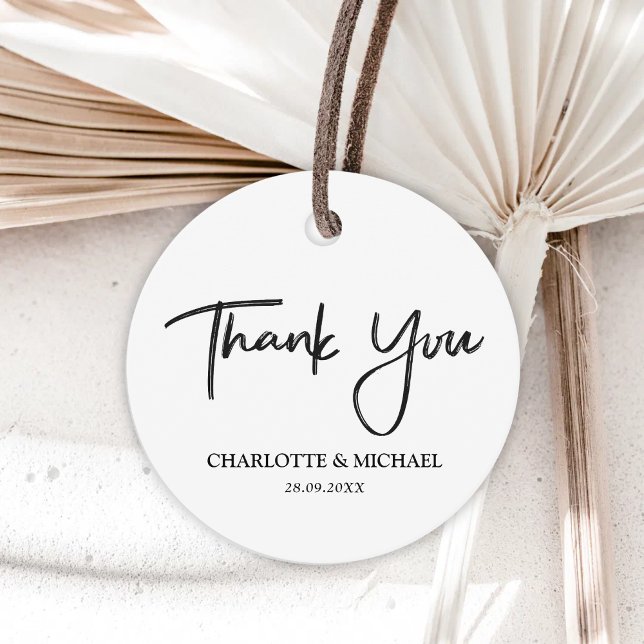 Schwarz und Weiß Moderne Elegance Hochzeit Vielen  Geschenkanhänger (Von Creator hochgeladen)