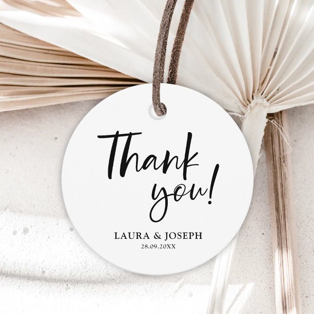 Schwarz und Weiß Moderne Elegance Hochzeit Vielen  Geschenkanhänger (Von Creator hochgeladen)