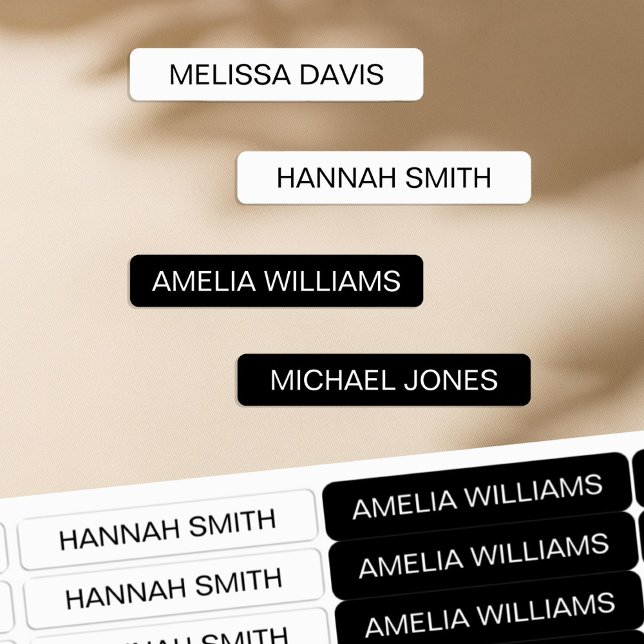 Schwarz und Weiß Moderne Kinder wasserdichte Namen Etiketten (Von Creator hochgeladen)