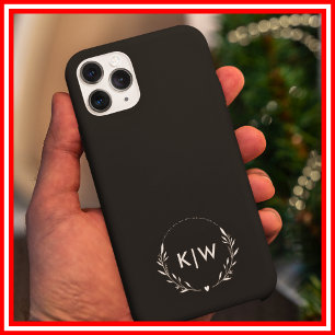 Schwarz und Weiß Modernes Initialen-Monogramm iPhone 16 Pro Max Hülle