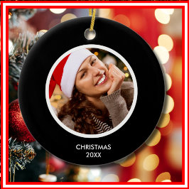 Schwarz und Weiß | Modernes Monogramm-FOTO Keramik Ornament