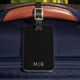 Schwarz und Weiß | Modernes Monogramm Gepäckanhänger
