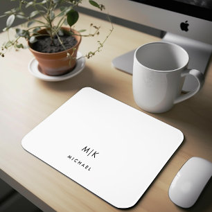 Schwarz und Weiß   Modernes Monogramm Mousepad