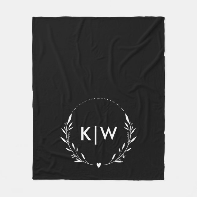 Schwarz und Weiß | Monogram für moderne Initials Fleecedecke (Vorderseite)