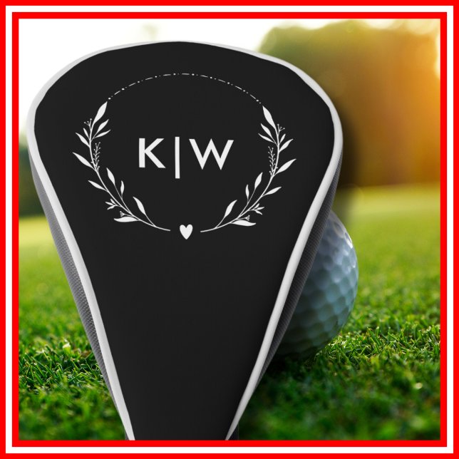Schwarz und Weiß | Monogram für moderne Initials Golf Headcover (Black and White | Modern Initials Monogram Golf Head Cover)