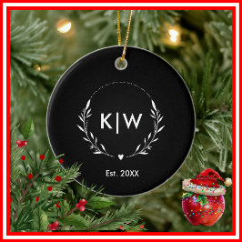 Schwarz und Weiß | Monogram für moderne Initials Keramik Ornament