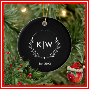 Schwarz und Weiß Monogram für moderne Initials Keramik Ornament