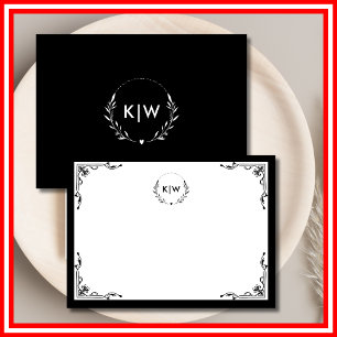 Schwarz und Weiß Monogram für moderne Initials Mitteilungskarte