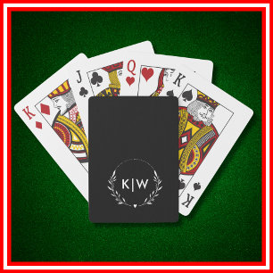 Schwarz und Weiß Monogram für moderne Initials Spielkarten