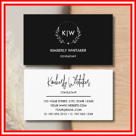 Schwarz und Weiß | Monogram für moderne Initials Visitenkarte