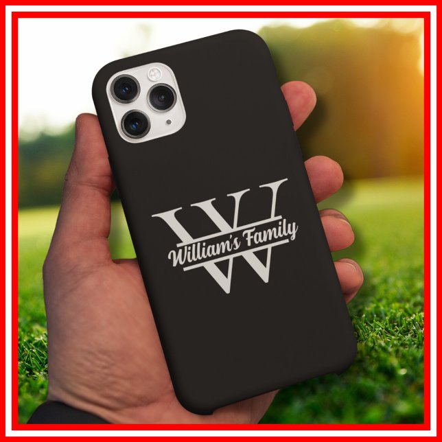 Schwarz und Weiß | Monogramm für einfache Familien Case-Mate iPhone Hülle (Von Creator hochgeladen)