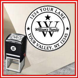 Schwarz und Weiß | Monogramm für einfache Familien Permastempel