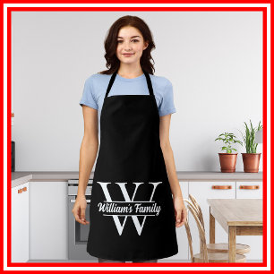 Schwarz und Weiß   Monogramm für einfache Familien Schürze
