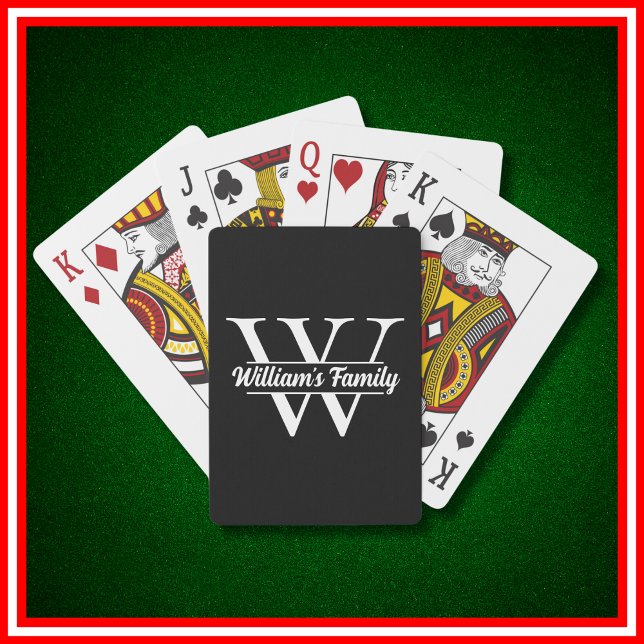 Schwarz und Weiß | Monogramm für einfache Familien Spielkarten (Von Creator hochgeladen)