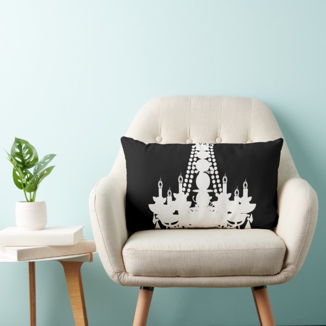 Schwarz und Weiß oder jede Farbe Kronleuchter Lendenkissen (Stuhl )