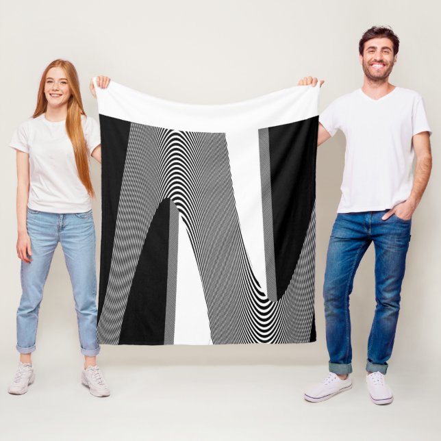 Schwarz und Weiß Op Art Design, Fleece Blankon (Beispiel)