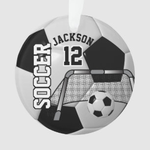 Schwarz und Weiß personalisieren Fußballball Ornament