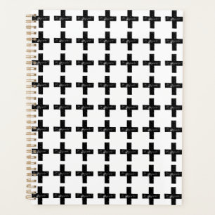 Schwarz und Weiß "Plus" Mathematik Symbol Lino Cut Planer