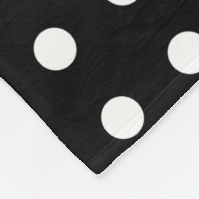 Schwarz und Weiß Polka Dot Fleece Blanket (Ecke)