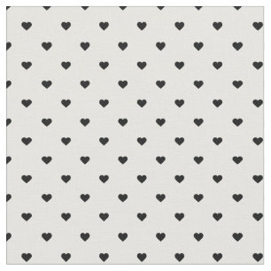 Schwarz und Weiß Polka Dot Hearts Stoff