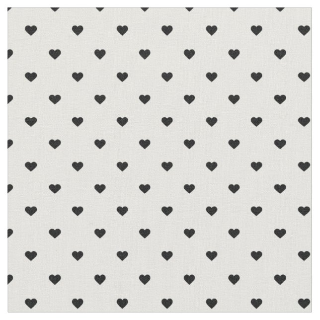 Schwarz und Weiß Polka Dot Hearts Stoff (Nahaufnahme)