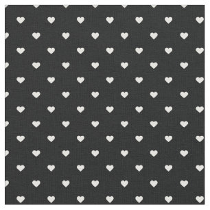 Schwarz und Weiß Polka Dot Hearts Stoff