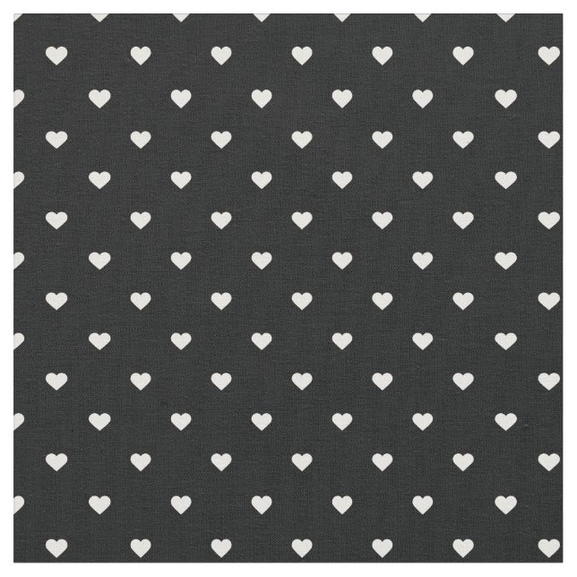 Schwarz und Weiß Polka Dot Hearts Stoff (Nahaufnahme)