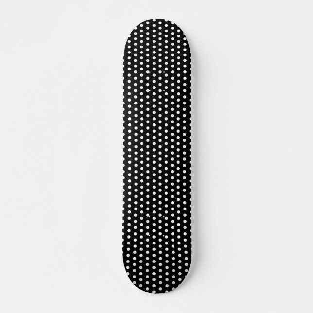 Schwarz und Weiß Polka Dot Muster. Spotty. Skateboard (Vorne)