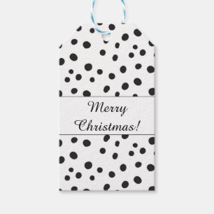 Schwarz und Weiß Polka Dots Frohe Weihnachten Geschenkanhänger