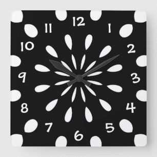 Schwarz und Weiß Quadratische Wanduhr