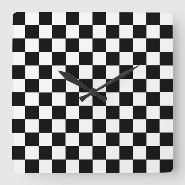 Schwarz und Weiß Quadratische Wanduhr (Vorderseite)