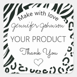 Schwarz und Weiß Quadratischer Aufkleber