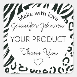 Schwarz und Weiß Quadratischer Aufkleber