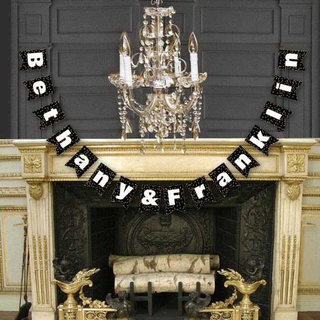 Schwarz und Weiß Random Gold Dot Patten Hochzeit Wimpelkette (Von Creator hochgeladen)