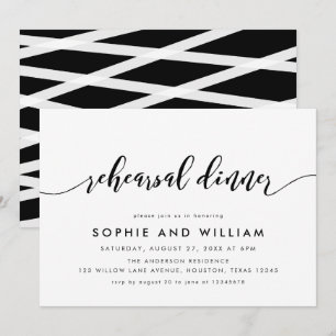 Schwarz und Weiß Relax Script Probe Dinner Einladung