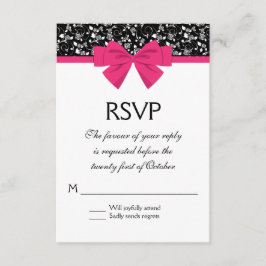 Schwarz und Weiß Rosen Rosa rosa Bow RSVP Karte