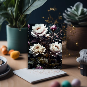 Schwarz und Weiß Roses Wasserfarben Kunst Geburtst Karte