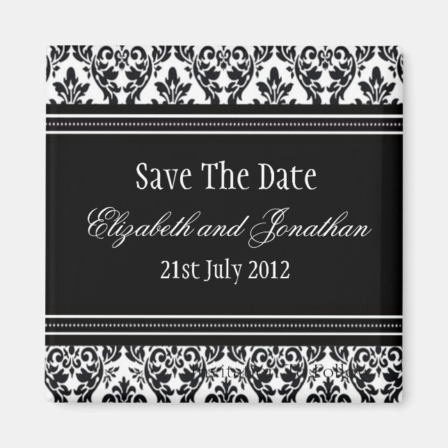 Schwarz und Weiß Save the Date Magnet (Vorne)