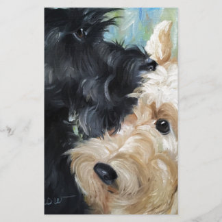 Schwarz und Weiß Schottische Terrier Scottie Art